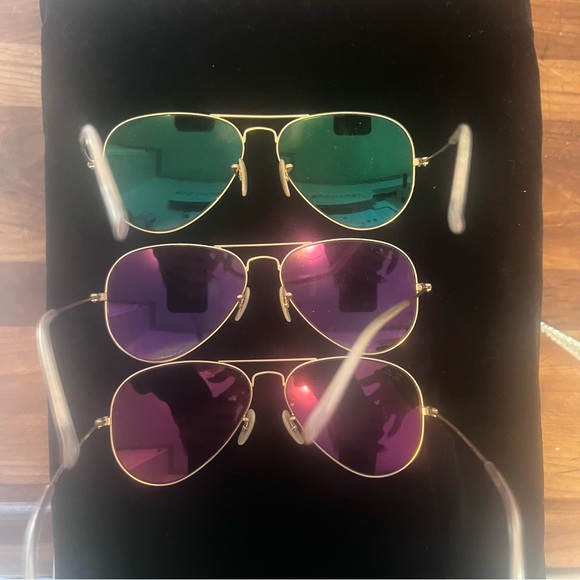 Ray-Ban Polarized Pink Mirrored Aviator Sunglasses EUC - Picture 10 of 10